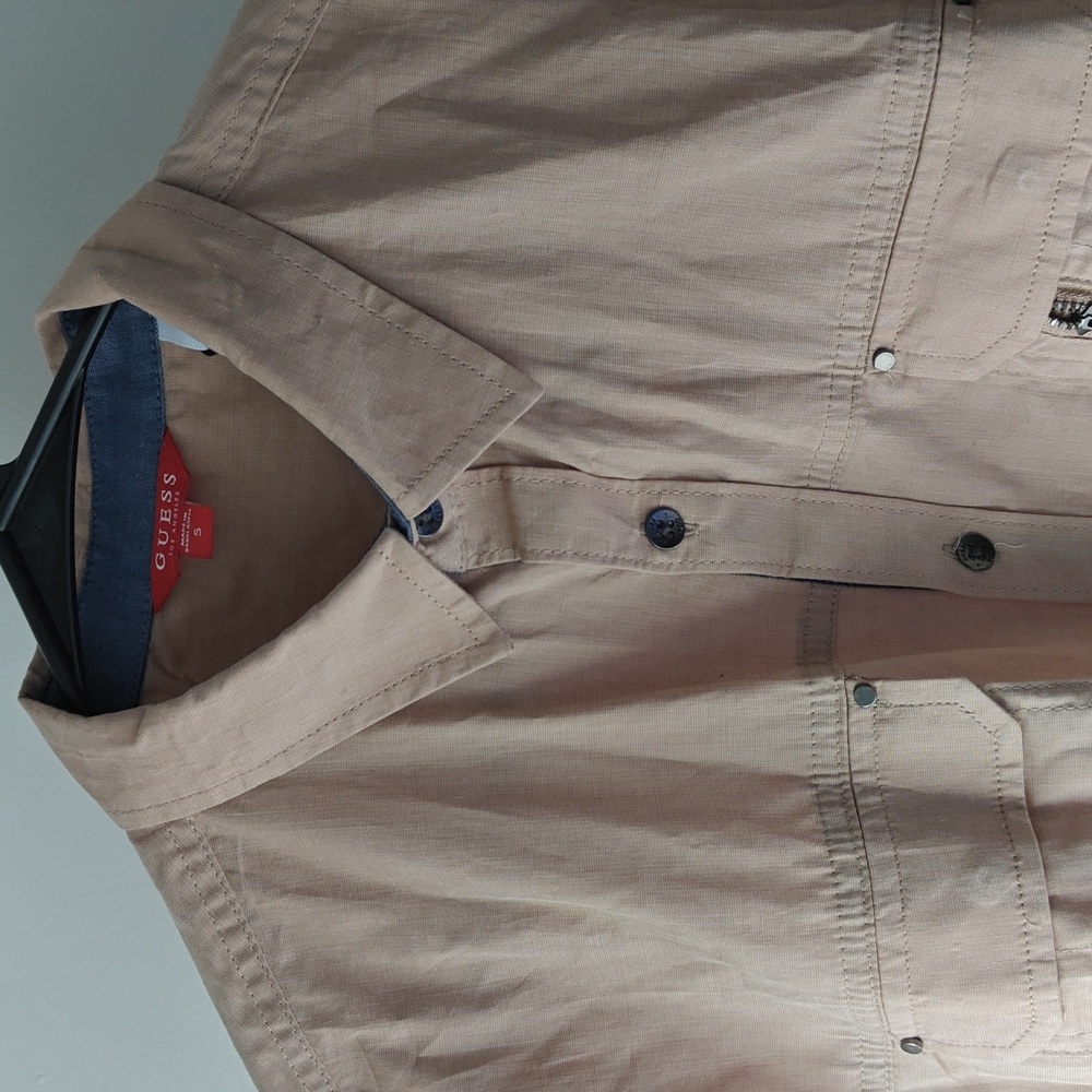 Guess Men’s Button-Up Shirt – Toasted Taupe Textured – S